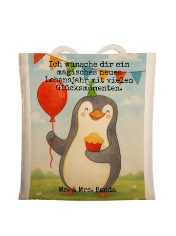 Mr. & Mrs. Panda Tragetasche Pinguin Geburtstag Design mit Spruch in Weiß