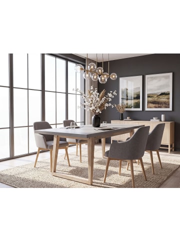 Beliani Esstisch ORIA in Grau/Braun - (W) 90 x (H) 75 x (L) 180 cm