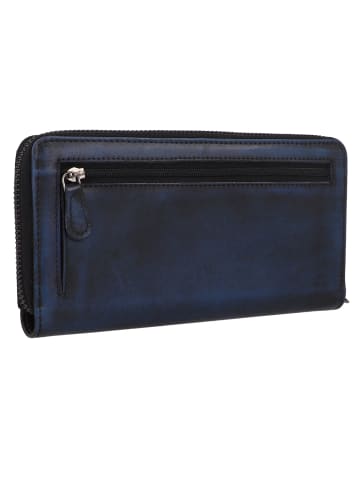 Greenburry Destressed Geldbörse RFID Schutz Leder 19 cm navy blue