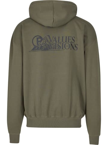 PEGADOR Zip-Kapuzenpullover in washed faded olive