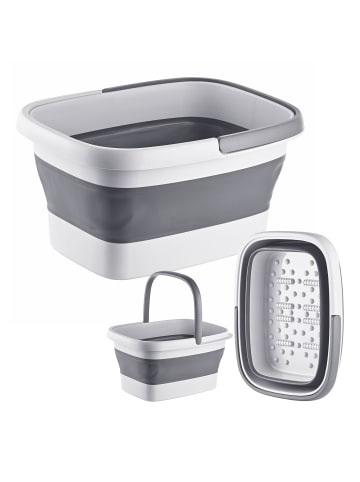 relaxdays Fußbadewanne in Grau/ Weiß - (B)42,5 x (H)23 x (T)32,5 cm
