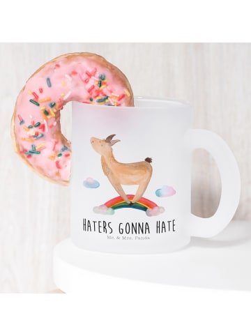 Mr. & Mrs. Panda Teetasse Lama Regenbogen mit Spruch in Transparent