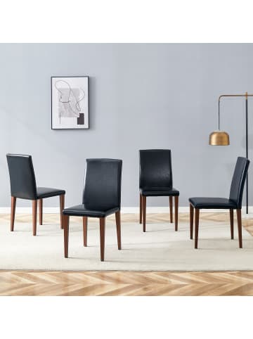 ABRIHOME Esszimmerstuhl in Walnuss mit goldenen Beinen 4er Set