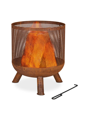 relaxdays Feuerkorb in Braun - (H)53 x Ø 44 cm