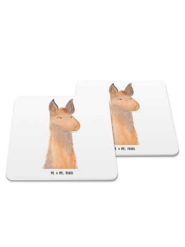 Mr. & Mrs. Panda Untersetzer Lamakopf Genervt ohne Spruch in Weiß