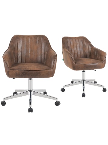 DUBI Möbel 2er-Set: Bürostuhl Mika-Noel in Braun - (B)60 x (H)80 x  (T)61 cm