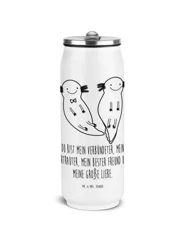Mr. & Mrs. Panda Wasserflasche Axolotl Freundin mit Spruch in Weiß
