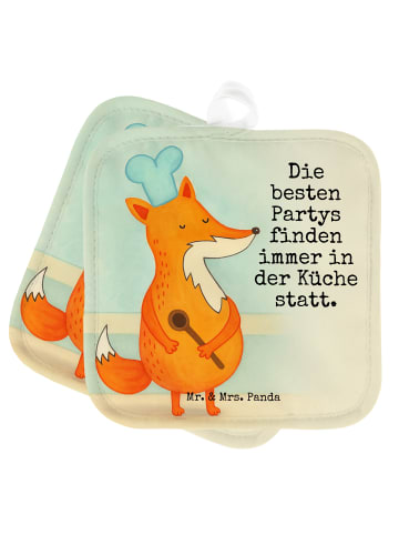 Mr. & Mrs. Panda Topfuntersetzer Fuchs Koch Design mit Spruch in Weiß