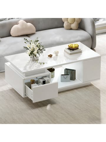 ABRIHOME LED-Couchtisch in Weiß 100x50x36 cm mit App Steuerung