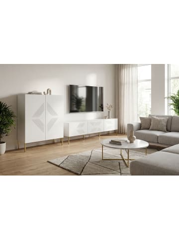 Feldmann-Wohnen Wohnzimmer-Set 2-teilig Clearing weiß / gold 270 / 37 / 120cm