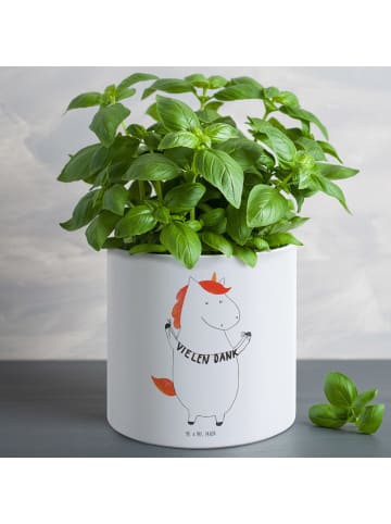 Mr. & Mrs. Panda XL Blumentopf Einhorn Dankeschön ohne Spruch in Weiß