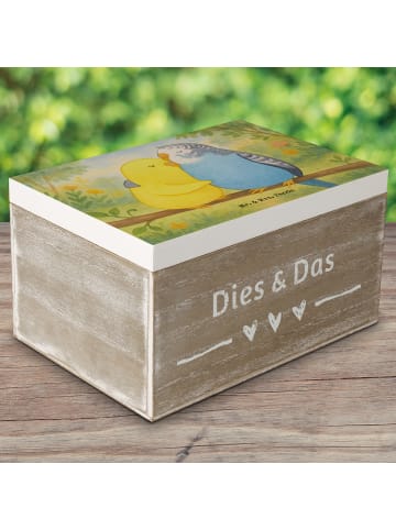 Mr. & Mrs. Panda Truhe Wellensittich Liebe Design ohne Spruch in Weiß