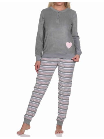 NORMANN Frottee Schlafanzug Bündchen - 77702 in grau