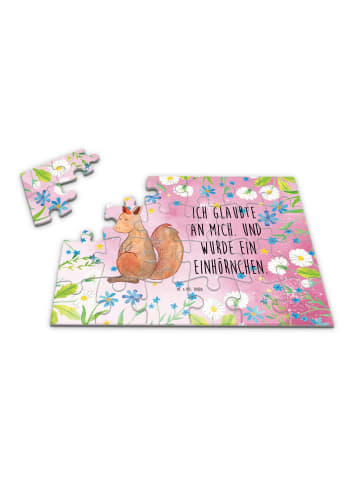 Mr. & Mrs. Panda Puzzle Einhorn Glauben mit Spruch in Rot Pastell