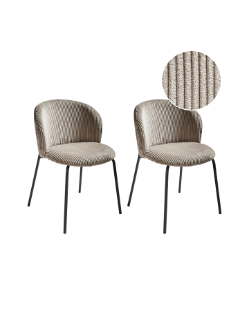 Beliani 2er-Set Esszimmerstuhl MILES in Beige/Schwarz