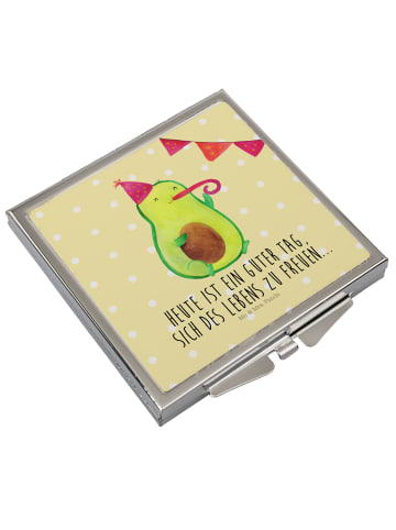 Mr. & Mrs. Panda Kosmetikspiegel Avocado Party mit Spruch in Gelb Pastell