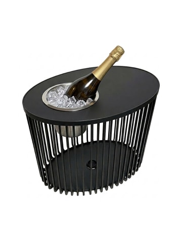 COOTAB Cooler Table 3-in-1 Loungetisch mit Edelstahl-Kühler Stockholm 46 cm schwarz in schwarz