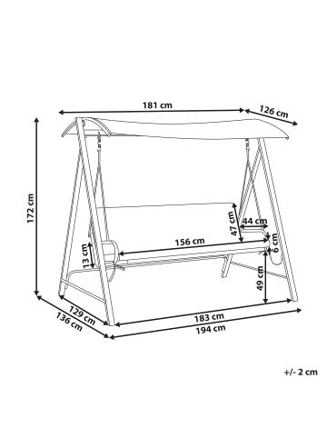 Beliani Gartenschaukel BONAGIA in Beige/Grau/Braun - (W) 194 x (H) 172 x (L) 136 cm