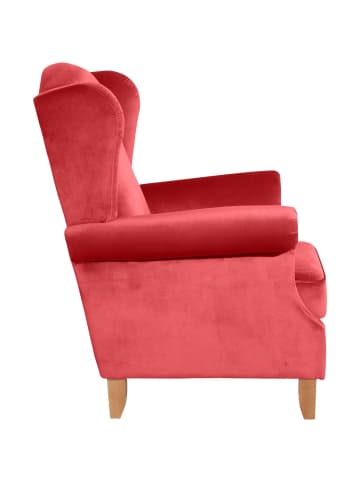 58 aufm Kessel OHRENSESSEL Katria Bezug Samtvelours Buche natur / rot