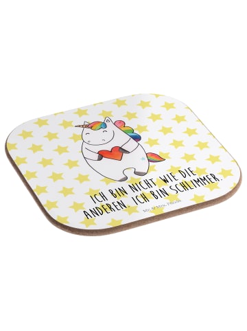 Mr. & Mrs. Panda gläseruntersetzer Einhorn Herz mit Spruch in Weiß