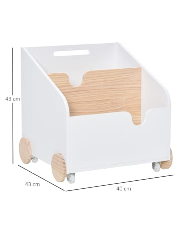 HOMCOM Kinderbücherregal 40B x 43T x 43H cm Weiß+Naturholz