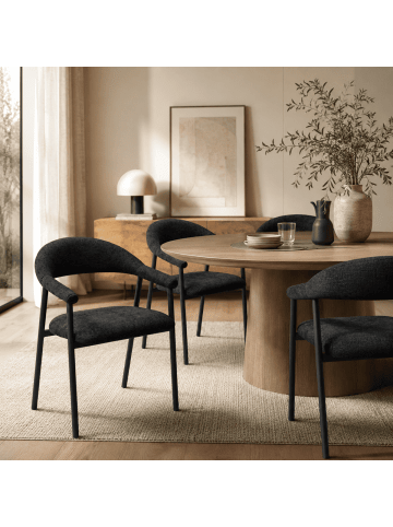 CALICOSY 2er-Set stoelen AREN in Schwarz - (W)56 x (H)79,5 x (L)54 cm