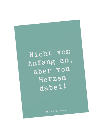 Mr. & Mrs. Panda Postkarte Spruch Adoptivkind von Herzen mit Spruch in Meeresbrise