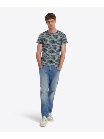 Timezone Blumiges T-Shirt mit Rundhalsausschnitt und normalem Schnitt in Blau