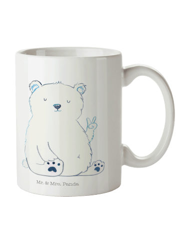 Mr. & Mrs. Panda Kaffeebecher Eisbär Faul ohne Spruch in Weiß