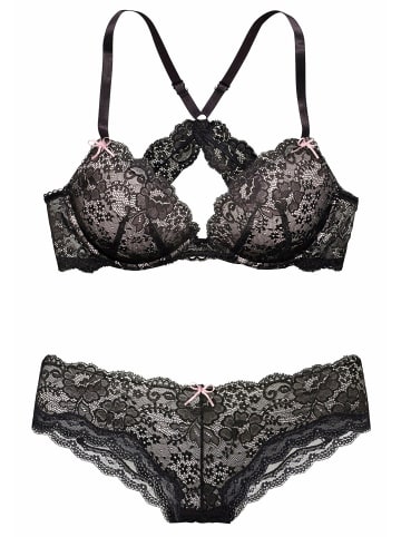 LASCANA Set: Push-up-BH in schwarz-rosa