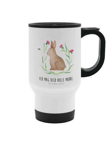 Mr. & Mrs. Panda Kaffee-Thermobecher Hase Sitzen mit Spruch in Weiß