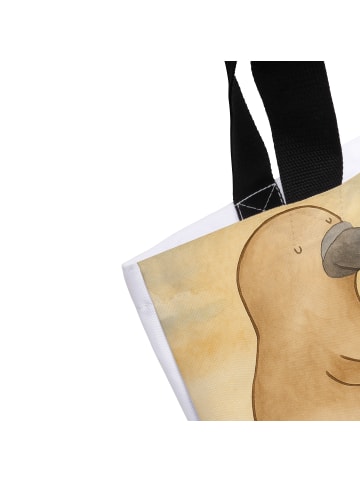 Mr. & Mrs. Panda Shopper Schnabeltier Mut Design mit Spruch in Weiß