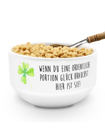 Mr. & Mrs. Panda suppenschale Blume Kleeblatt mit Spruch in Weiß
