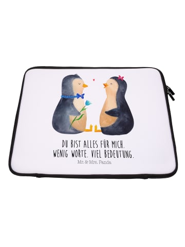 Mr. & Mrs. Panda Notebook Tasche Pinguin Pärchen mit Spruch in Weiß