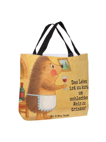 Mr. & Mrs. Panda Reisetasche Igel Wein Design mit Spruch in Weiß