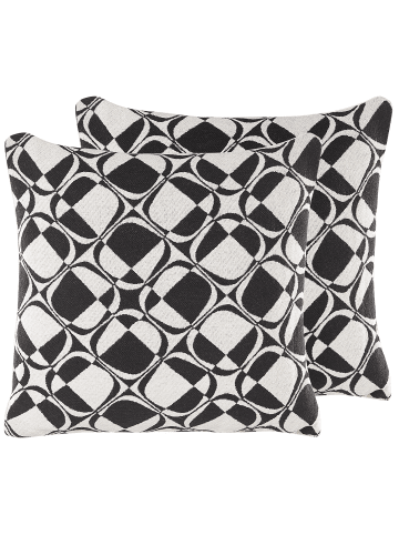 Beliani 2er-Set Dekokissen KOTURE in Weiß/Schwarz/Gold