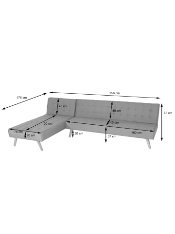 MCW Ecksofa K38 Liegefläche links/rechts, Hellgrau