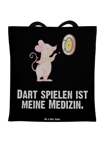 Mr. & Mrs. Panda Umhängetasche Maus Dart spielen mit Spruch in Schwarz