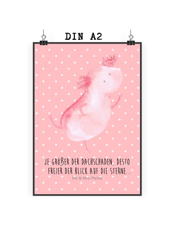 Mr. & Mrs. Panda Poster Axolotl Tanzen mit Spruch in Rot Pastell