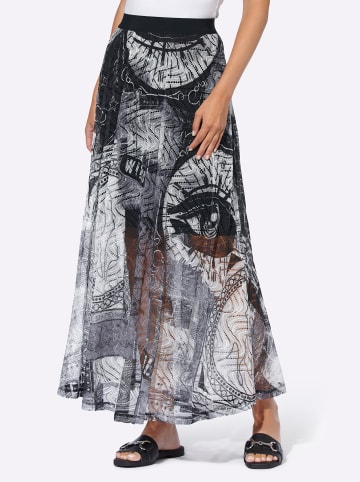 Heine Druck-Rock in weiß-schwarz-bedruckt