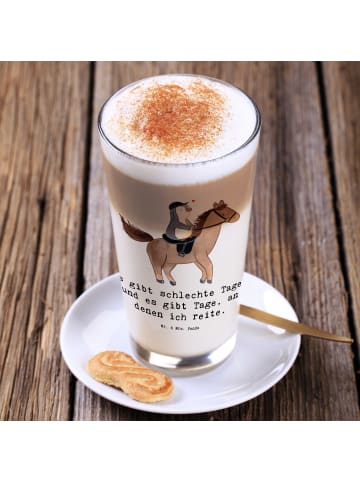 Mr. & Mrs. Panda Latte Macchiato Glas Pferd Reiten mit Spruch in Transparent