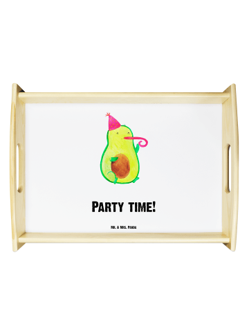 Mr. & Mrs. Panda Serviertablett Avocado Party Zeit mit Spruch in Weiß