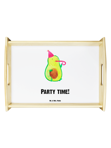 Mr. & Mrs. Panda Tablett Avocado Party Zeit mit Spruch in Weiß