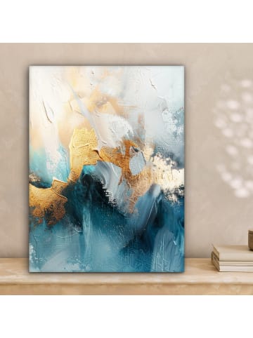 MuchoWow Poster mit Leiste Abstrakte Kunst gold blau  (BxH)