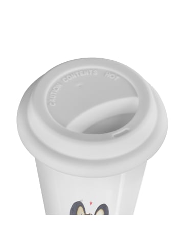 Mr. & Mrs. Panda Thermobecher To Go Pinguine Kuss mit Spruch in Weiß