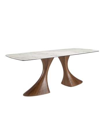 Angel Cerdá Esstisch 1174 in Weiß/Walnuss – Ø200 x (H)75 cm