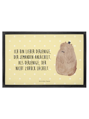 Mr. & Mrs. Panda Eingangsmatte Murmeltier mit Spruch in Gelb Pastell