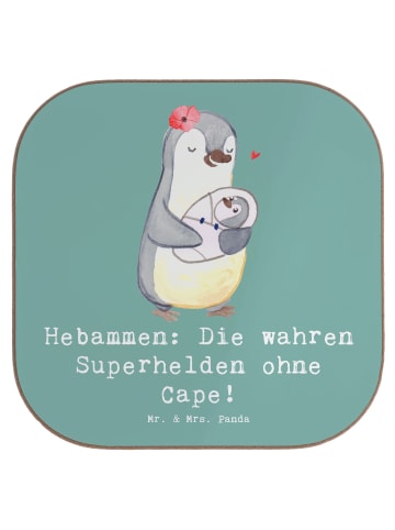 Mr. & Mrs. Panda Tassen Untersetzer Hebamme Superheld mit Spruch in Meeresbrise