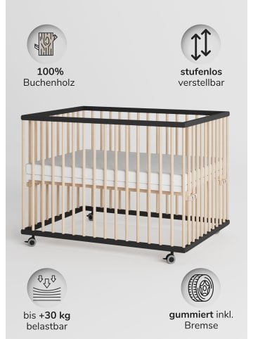 Sämann Sämann Laufgitter mit Matratze SleepPlus - schwarz/natur - Premium Kollektion