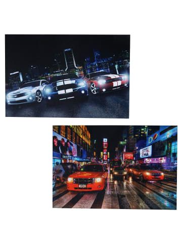 MCW 2er-Set LED-Bild mit Timer, Cars